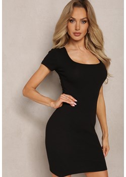 Czarna Bawełniana Sukienka Mini z Wyciętymi Plecami z Haftem i Motylkiem Natsiri ze sklepu Renee odzież w kategorii Sukienki - zdjęcie 169856071