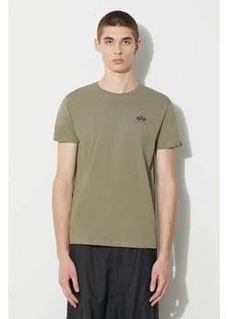 Alpha Industries t-shirt bawełniany Basic T Small Logo kolor zielony gładki 188505.11 ze sklepu ANSWEAR.com w kategorii T-shirty męskie - zdjęcie 169858864