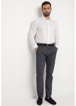 Szare Materiałowe Spodnie w Kratę z Kieszeniami Wera ze sklepu Born2be Odzież w kategorii Spodnie męskie - zdjęcie 169860673