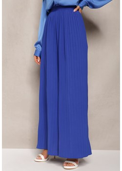 Granatowe  Szerokie Spodnie z Plisami High Waist Mirealli ze sklepu Renee odzież w kategorii Spodnie damskie - zdjęcie 169864184