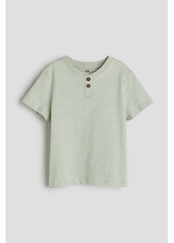 H & M - Bawełniany T-shirt henley - Zielony ze sklepu H&M w kategorii Bluzki dziewczęce - zdjęcie 169871611