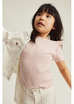 H & M - T-shirt w prążki z falbankami - Pomarańczowy ze sklepu H&M w kategorii Bluzki dziewczęce - zdjęcie 169871670