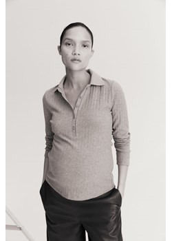 H & M - MAMA Top polo w prążki - Szary ze sklepu H&M w kategorii Bluzki ciążowe - zdjęcie 169871802