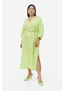 H & M - Lniana sukienka z wiązanym paskiem - Zielony ze sklepu H&M w kategorii Sukienki - zdjęcie 169871881