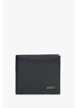 Estro: Kompaktowy portfel męski ze skóry naturalnej w kolorze czarnym ze sklepu Estro w kategorii Portfele męskie - zdjęcie 169873973