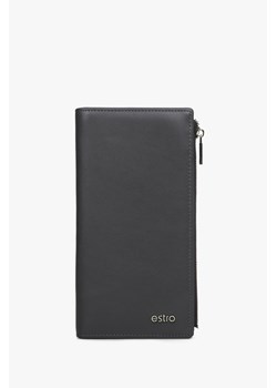 Estro: Duży portfel męski ze skóry naturalnej w kolorze czarnym ze sklepu Estro w kategorii Portfele męskie - zdjęcie 169874020