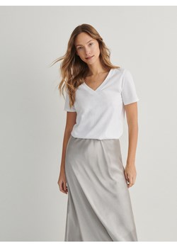 Reserved - Bawełniany t-shirt - biały ze sklepu Reserved w kategorii Bluzki damskie - zdjęcie 169879113
