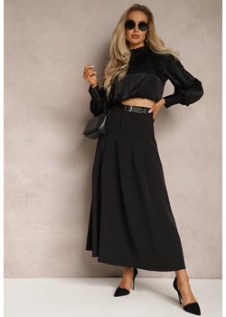 Czarna Rozkloszowana Spódnica Maxi z Paskiem na Klamrę Sadalin ze sklepu Renee odzież w kategorii Spódnice - zdjęcie 169879203