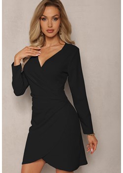 Czarna Kopertowa Sukienka Drapowana w Talii Ejorunna ze sklepu Renee odzież w kategorii Sukienki - zdjęcie 169879241