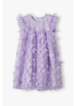 Fioletowa elegancka sukienka dziewczęca w motyle ze sklepu 5.10.15 w kategorii Sukienki dziewczęce - zdjęcie 169880471