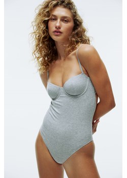 H & M - Nieusztywniane body bawełniane - Szary ze sklepu H&M w kategorii Body damskie - zdjęcie 169882694
