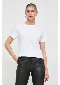 Pinko t-shirt bawełniany damski kolor biały 101752.A1NW ze sklepu ANSWEAR.com w kategorii Bluzki damskie - zdjęcie 169883720