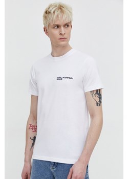 Karl Lagerfeld Jeans t-shirt bawełniany męski kolor biały z aplikacją ze sklepu ANSWEAR.com w kategorii T-shirty męskie - zdjęcie 169887642