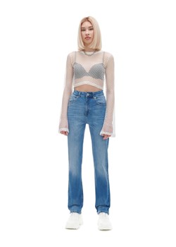 Cropp - Niebieskie jeansy straight slim - niebieski ze sklepu Cropp w kategorii Jeansy damskie - zdjęcie 169890950
