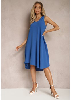 Niebieska Trapezowa Sukienka Midi na Ramiączkach Herddia ze sklepu Renee odzież w kategorii Sukienki - zdjęcie 169892153