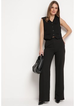 Czarne Spodnie Garniturowe z Wyższym Stanem i Kieszeniami Zeprra ze sklepu Born2be Odzież w kategorii Spodnie damskie - zdjęcie 169893293