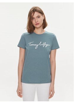 Tommy Hilfiger T-Shirt Signature WW0WW41674 Niebieski Regular Fit ze sklepu MODIVO w kategorii Bluzki damskie - zdjęcie 169895532