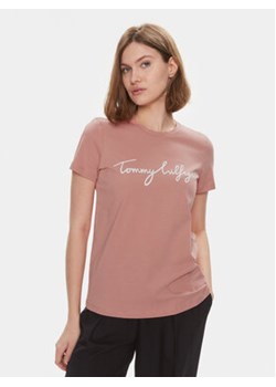 Tommy Hilfiger T-Shirt Signature WW0WW41674 Różowy Regular Fit ze sklepu MODIVO w kategorii Bluzki damskie - zdjęcie 169896122