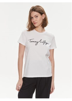 Tommy Hilfiger T-Shirt Signature WW0WW41674 Biały Regular Fit ze sklepu MODIVO w kategorii Bluzki damskie - zdjęcie 169896373