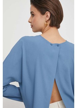 Sisley bluzka damska kolor niebieski gładka ze sklepu ANSWEAR.com w kategorii Bluzki damskie - zdjęcie 169904110