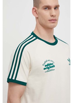 adidas Originals t-shirt bawełniany męski kolor beżowy z nadrukiem IU0217 ze sklepu ANSWEAR.com w kategorii T-shirty męskie - zdjęcie 169904402