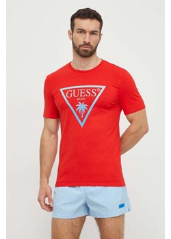 Guess t-shirt męski kolor czerwony z nadrukiem F4GI00 J1311 ze sklepu ANSWEAR.com w kategorii T-shirty męskie - zdjęcie 169904420