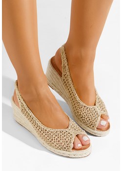 Złote sandały na koturnie Xiomara ze sklepu Zapatos w kategorii Sandały damskie - zdjęcie 169905314