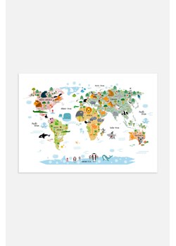 H & M - Animal World Map Plakat - Biały ze sklepu H&M w kategorii Dekoracje ścienne - zdjęcie 169907582