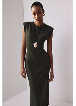 H & M - Sukienka midi z watowanymi ramionami - Zielony ze sklepu H&M w kategorii Sukienki - zdjęcie 169907610