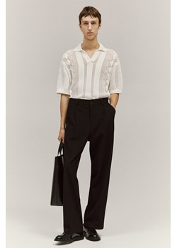 H & M - Ażurowy top polo Loose Fit - Biały ze sklepu H&M w kategorii T-shirty męskie - zdjęcie 169907624