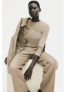 H & M - Dżersejowy top z bawełny pima - Beżowy ze sklepu H&M w kategorii Bluzki damskie - zdjęcie 169907653