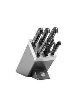 H & M - Gourmet Knife Set With Self-sharpening Block 7 Pcs - Szary ze sklepu H&M w kategorii Noże kuchenne - zdjęcie 169908052