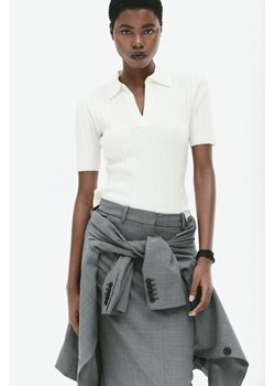 H & M - Top z dzianiny w prążki - Biały ze sklepu H&M w kategorii Bluzki damskie - zdjęcie 169908390