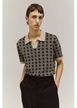 H & M - Top polo z żakardowej dzianiny Regular Fit - Czarny ze sklepu H&M w kategorii Bluzki damskie - zdjęcie 169908473