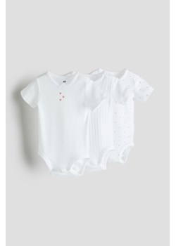 H & M - Body z bawełnianego dżerseju 3-pak - Biały ze sklepu H&M w kategorii Body niemowlęce - zdjęcie 169908530