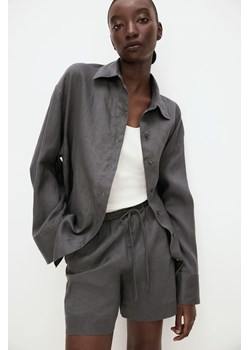 H & M - Lniane szorty bez zapięcia - Szary ze sklepu H&M w kategorii Szorty - zdjęcie 169908773