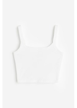 H & M - Krótki top na ramiączkach - Biały ze sklepu H&M w kategorii Bluzki damskie - zdjęcie 169908964