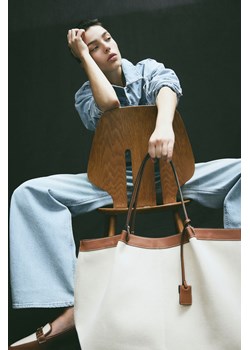 H & M - Duża płócienna torba shopper - Beżowy ze sklepu H&M w kategorii Torby Shopper bag - zdjęcie 169909124