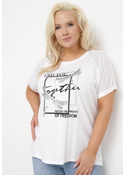 Biały Bawełniany T-shirt z Nadrukiem z Przodu Salaura ze sklepu Born2be Odzież w kategorii Bluzki damskie - zdjęcie 169936391