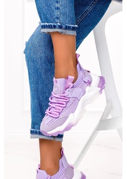 Fioletowe sneakersy na platformie buty sportowe sznurowane Casu 8260-6 ze sklepu Casu.pl w kategorii Buty sportowe damskie - zdjęcie 169938244