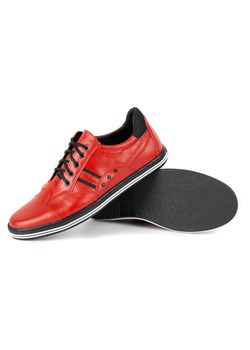 Buty męskie skórzane casual 1801 czerwone ze sklepu butyolivier w kategorii Półbuty męskie - zdjęcie 169949670