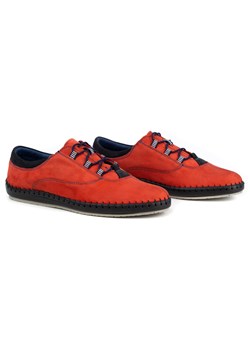 Buty męskie skórzane casual 312K czerwony nubuk ze sklepu butyolivier w kategorii Półbuty męskie - zdjęcie 169951273