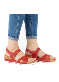Wygodne sandały damskie skórzane 0620W czerwone ze sklepu butyolivier w kategorii Sandały damskie - zdjęcie 169956022