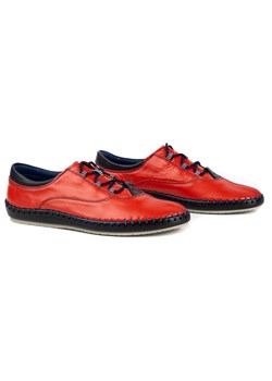 Buty męskie skórzane casual 312K czerwony lico ze sklepu butyolivier w kategorii Półbuty męskie - zdjęcie 169956324