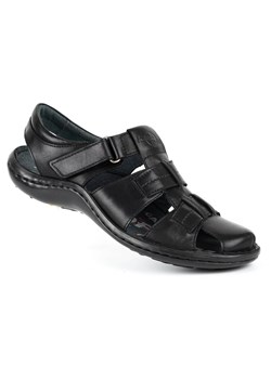 Sandały męskie skórzane 220KAM czarne ze sklepu butyolivier w kategorii Sandały męskie - zdjęcie 169956882