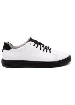 Buty męskie skórzane 2109 białe z czarnym ze sklepu butyolivier w kategorii Trampki męskie - zdjęcie 169957982