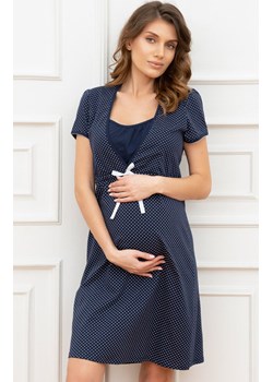 Ciążowa bawełniana koszula nocna do karmienia Radość, Kolor granatowy-wzór, Rozmiar S, Italian Fashion ze sklepu Intymna w kategorii Bielizna ciążowa - zdjęcie 169960283