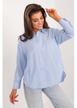 Jasnoniebieska asymetryczna koszula damska z długim rękawem ze sklepu 5.10.15 w kategorii Koszule damskie - zdjęcie 169960502