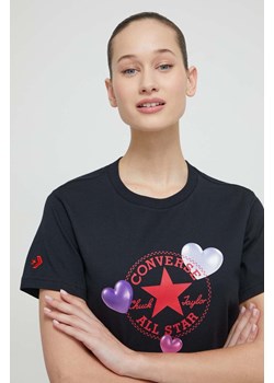 Converse t-shirt bawełniany damski kolor czarny ze sklepu ANSWEAR.com w kategorii Bluzki damskie - zdjęcie 169967450