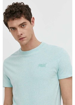 Superdry t-shirt bawełniany męski kolor turkusowy melanżowy ze sklepu ANSWEAR.com w kategorii T-shirty męskie - zdjęcie 169967634